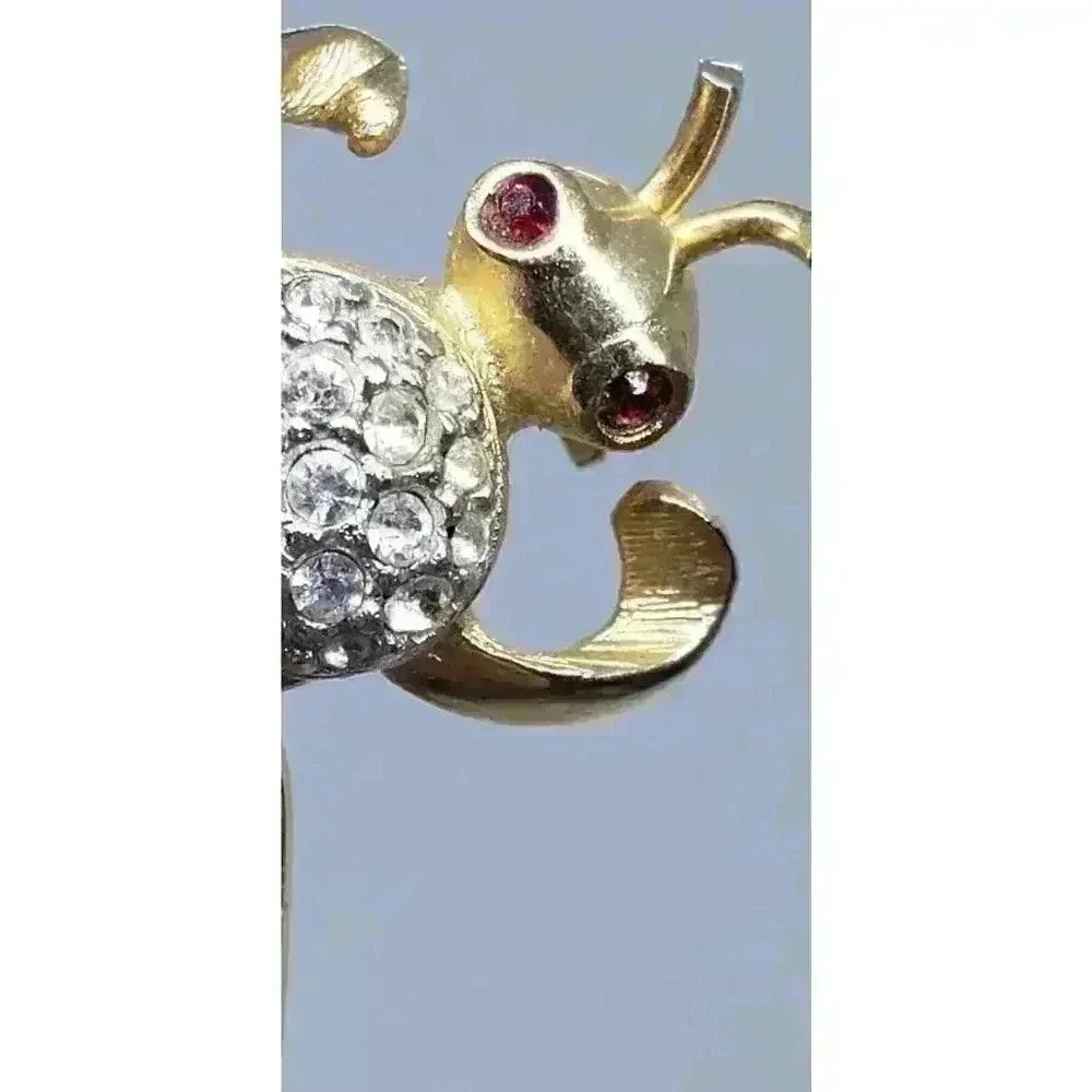 Vintage Large Bee Insect Flying Rhinestone Gold Tone Fancy Gift Statement Bug - Picture 4 of 8